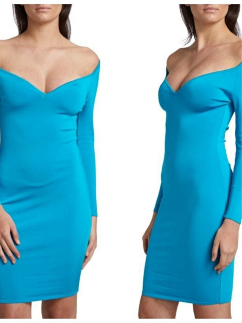 Alexandre Vauthier Off-Shoulder Turquoise Bodycon Dress Size 6(38) BNWT